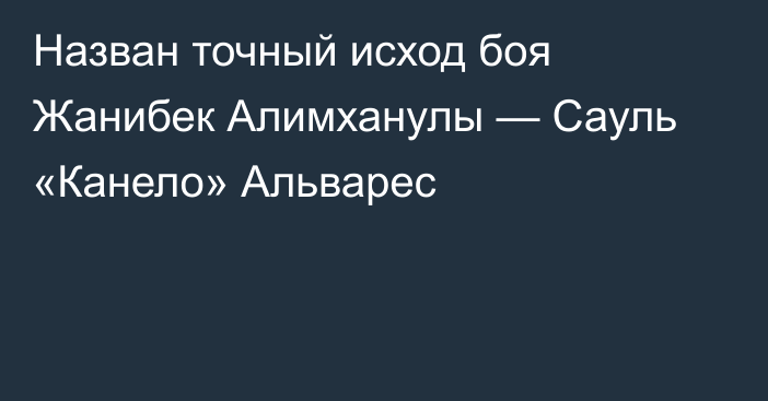 Назван точный исход боя Жанибек Алимханулы — Сауль «Канело» Альварес