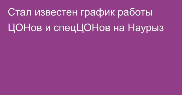 Стал известен график работы ЦОНов и спецЦОНов на Наурыз