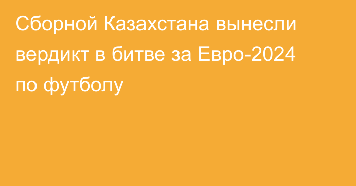 Сборной Казахстана вынесли вердикт в битве за Евро-2024 по футболу