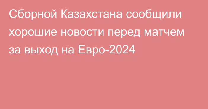 Сборной Казахстана сообщили хорошие новости перед матчем за выход на Евро-2024