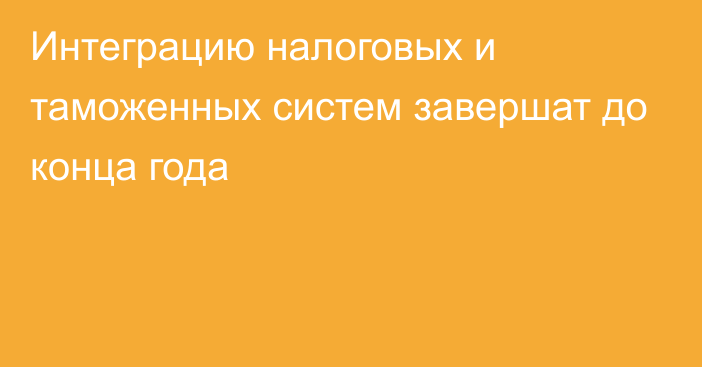 Интеграцию налоговых и таможенных систем завершат до конца года