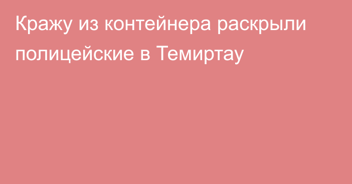 Кражу из контейнера раскрыли полицейские в Темиртау