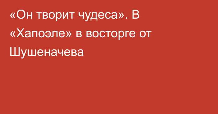 «Он творит чудеса». В «Хапоэле» в восторге от Шушеначева