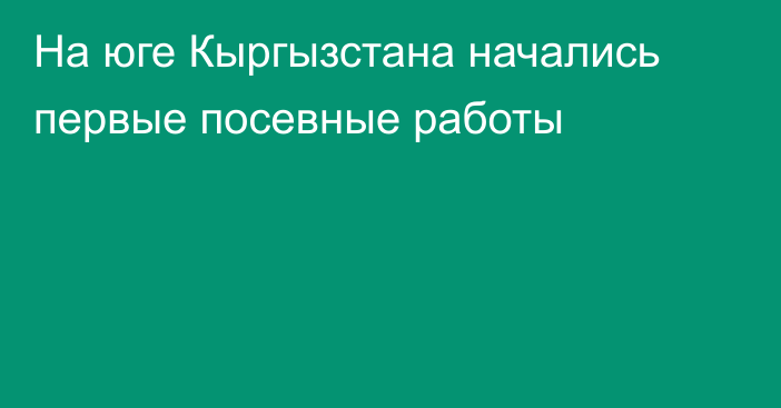 На юге Кыргызстана начались первые посевные работы