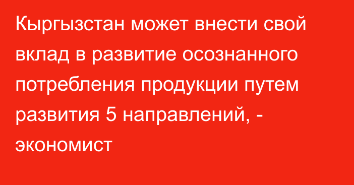 Кыргызстан может внести свой вклад в развитие осознанного потребления продукции путем развития 5 направлений, - экономист