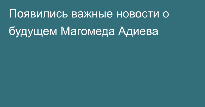 Появились важные новости о будущем Магомеда Адиева