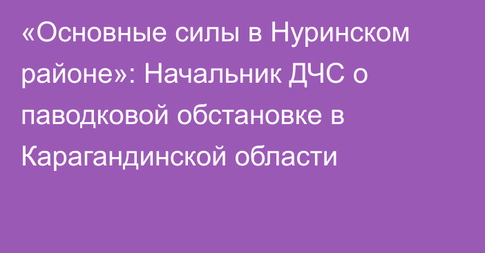 «Основные силы в Нуринском районе»: Начальник ДЧС о паводковой обстановке в Карагандинской области