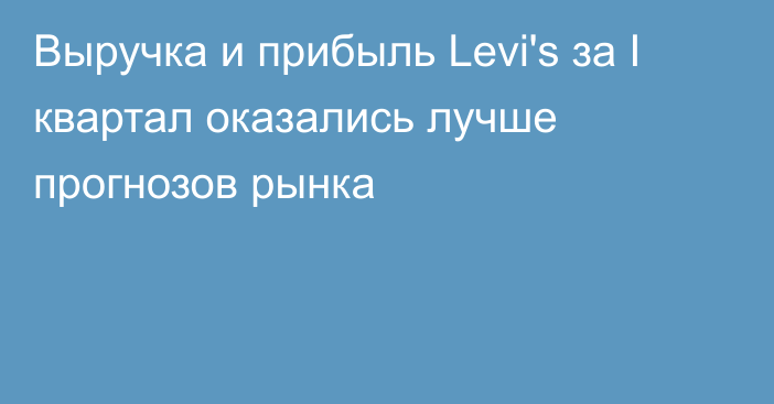 Выручка и прибыль Levi's за I квартал оказались лучше прогнозов рынка