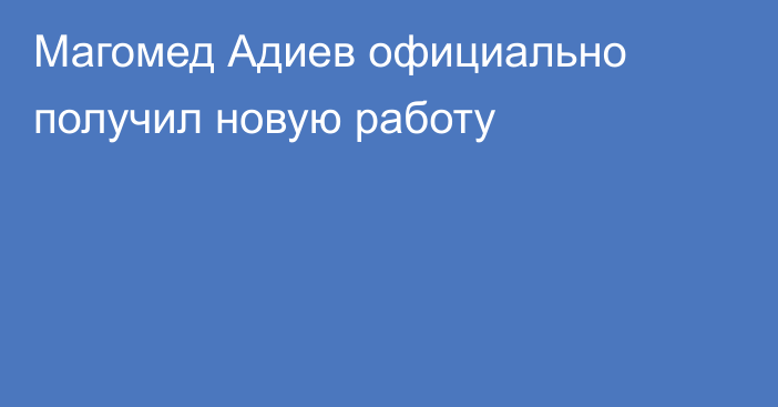 Магомед Адиев официально получил новую работу