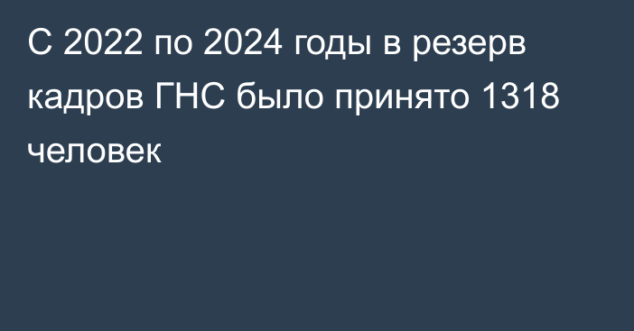 С 2022 по 2024 годы в резерв кадров ГНС было принято 1318 человек