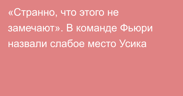 «Странно, что этого не замечают». В команде Фьюри назвали слабое место Усика