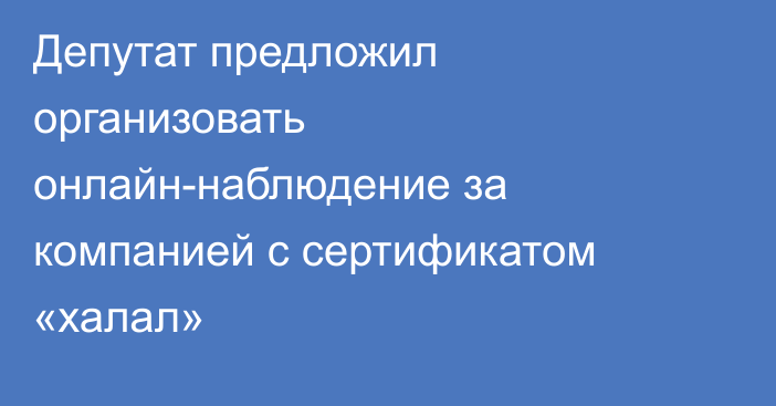 Депутат предложил организовать онлайн-наблюдение за компанией с сертификатом «халал»