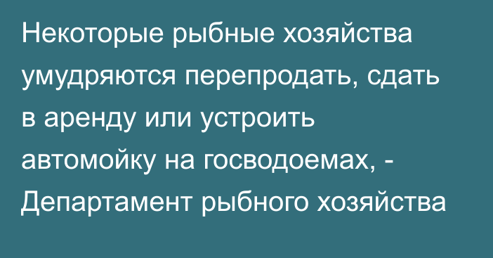 Некоторые рыбные хозяйства умудряются перепродать, сдать в аренду или устроить автомойку на госводоемах, - Департамент рыбного хозяйства 