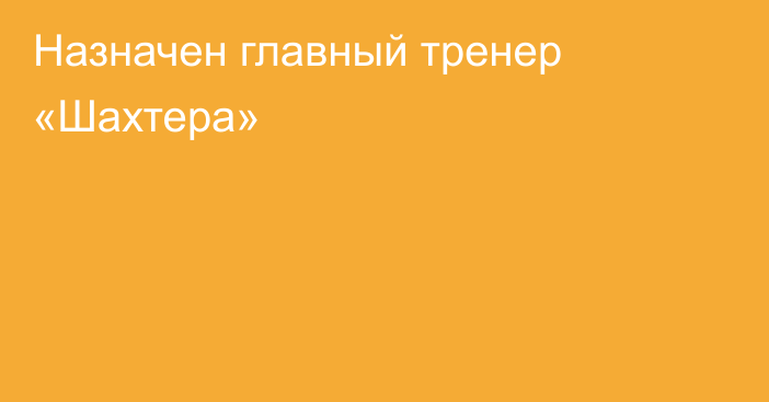 Назначен главный тренер «Шахтера»