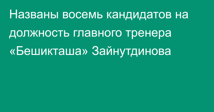 Названы восемь кандидатов на должность главного тренера «Бешикташа» Зайнутдинова