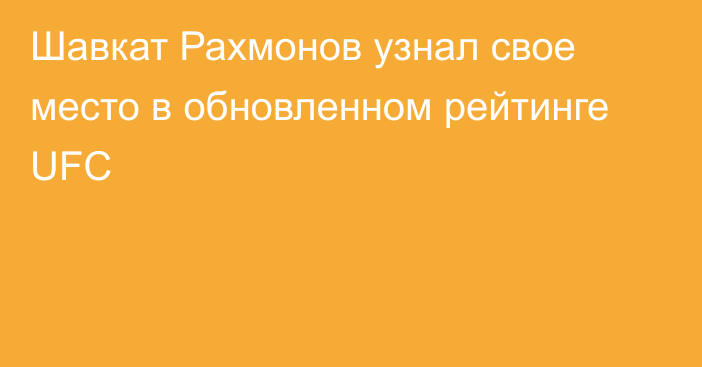 Шавкат Рахмонов узнал свое место в обновленном рейтинге UFC