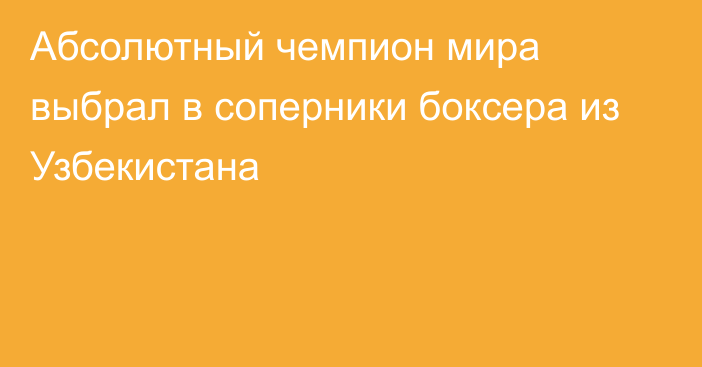 Абсолютный чемпион мира выбрал в соперники боксера из Узбекистана