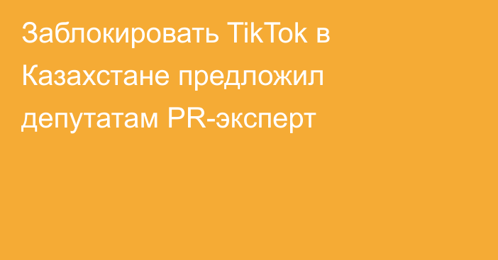 Заблокировать TikTok в Казахстане предложил депутатам PR-эксперт
