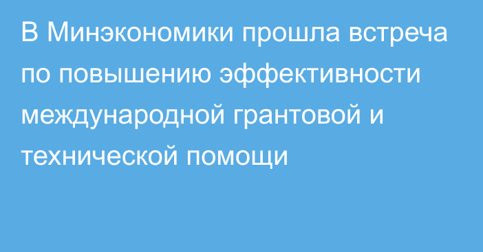 В Минэкономики прошла встреча по повышению эффективности международной грантовой и технической помощи