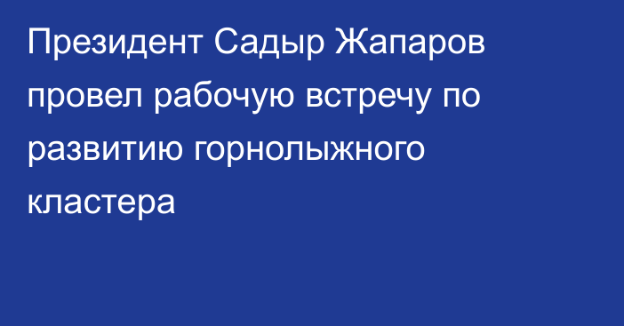 Президент Садыр Жапаров провел рабочую встречу по развитию горнолыжного кластера