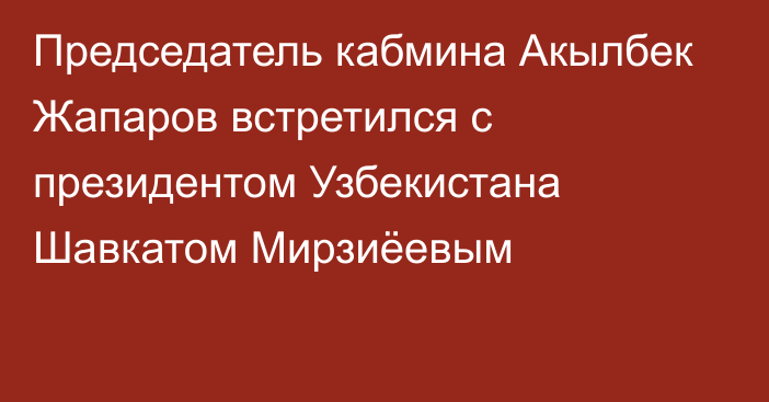 Председатель кабмина Акылбек Жапаров встретился с президентом Узбекистана Шавкатом Мирзиёевым 