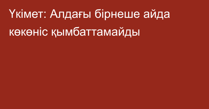 Үкімет: Алдағы бірнеше айда көкөніс қымбаттамайды