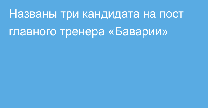 Названы три кандидата на пост главного тренера «Баварии»