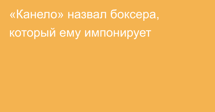 «Канело» назвал боксера, который ему импонирует