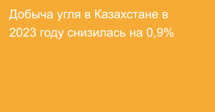 Добыча угля в Казахстане в 2023 году снизилась на 0,9%