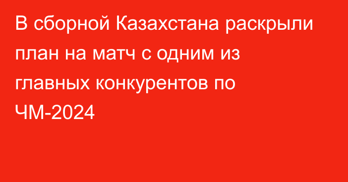 В сборной Казахстана раскрыли план на матч с одним из главных конкурентов по ЧМ-2024