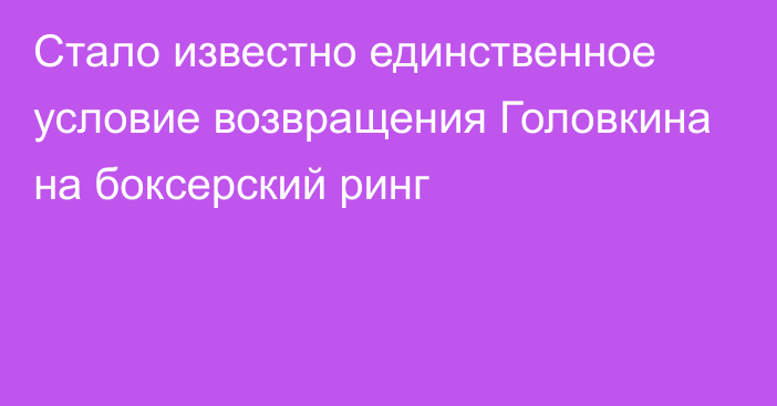 Стало известно единственное условие возвращения Головкина на боксерский ринг