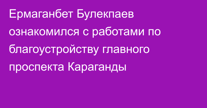 Ермаганбет Булекпаев ознакомился с работами по благоустройству главного проспекта Караганды