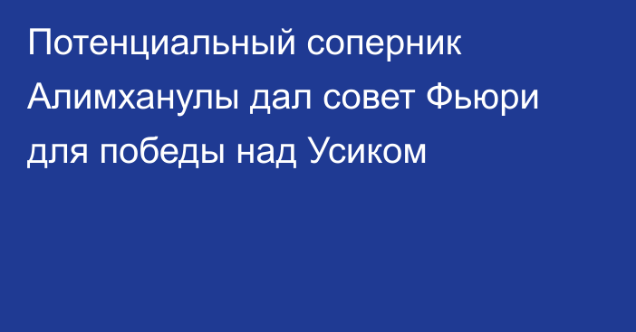 Потенциальный соперник Алимханулы дал совет Фьюри для победы над Усиком