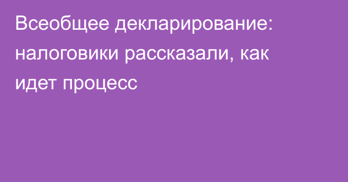 Всеобщее декларирование: налоговики рассказали, как идет процесс