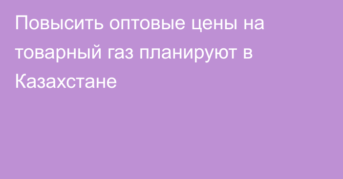 Повысить оптовые цены на товарный газ планируют в Казахстане