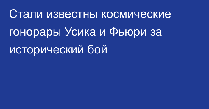 Стали известны космические гонорары Усика и Фьюри за исторический бой