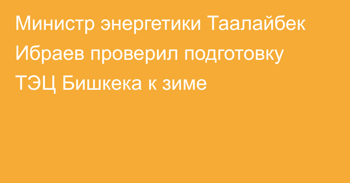 Министр энергетики Таалайбек Ибраев проверил подготовку ТЭЦ Бишкека к зиме