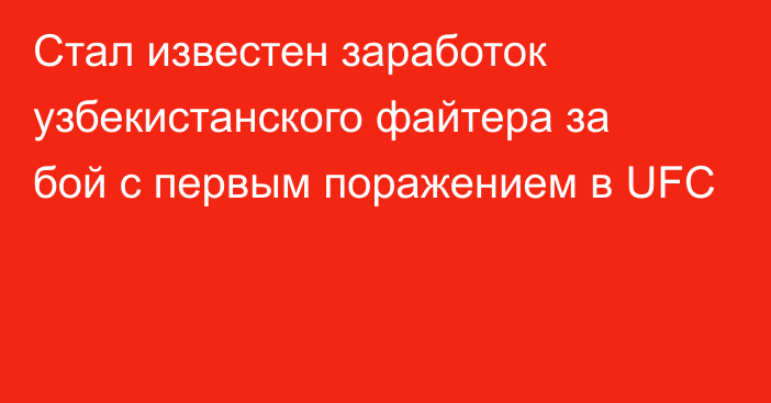 Стал известен заработок узбекистанского файтера за бой с первым поражением в UFC