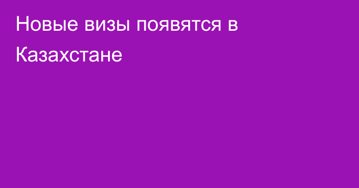 Новые визы появятся в Казахстане