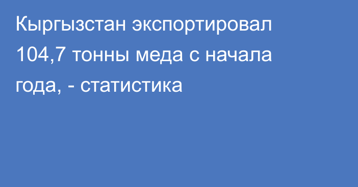 Кыргызстан экспортировал 104,7 тонны меда с начала года, - статистика