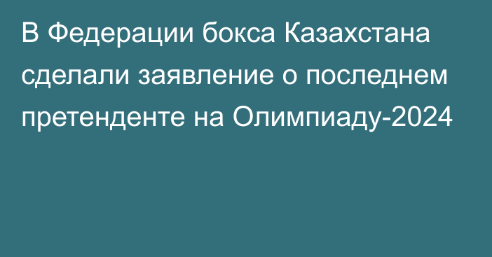 В Федерации бокса Казахстана сделали заявление о последнем претенденте на Олимпиаду-2024