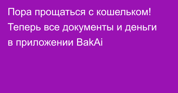 Пора прощаться с кошельком! Теперь все документы и деньги в приложении BakAi