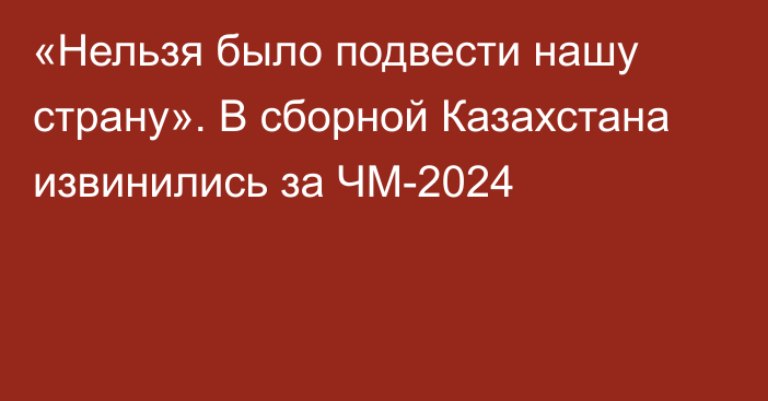 «Нельзя было подвести нашу страну». В сборной Казахстана извинились за ЧМ-2024