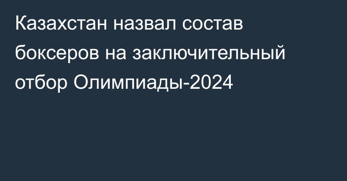 Казахстан назвал состав боксеров на заключительный отбор Олимпиады-2024