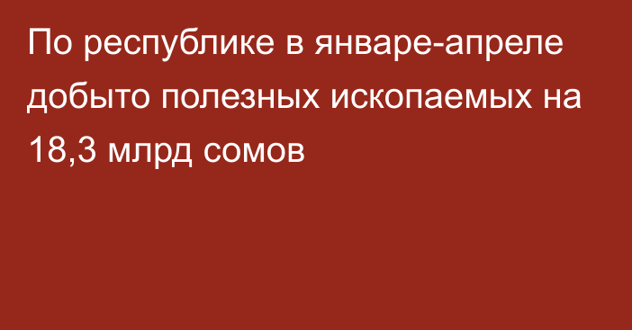 По республике в январе-апреле добыто полезных ископаемых на 18,3 млрд сомов