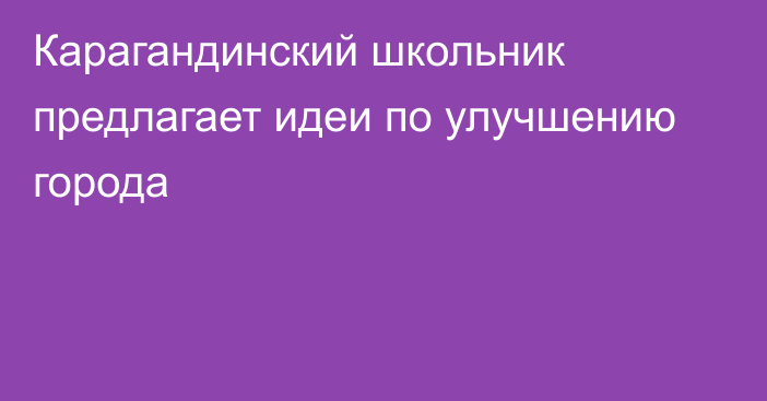 Карагандинский школьник предлагает идеи по улучшению города