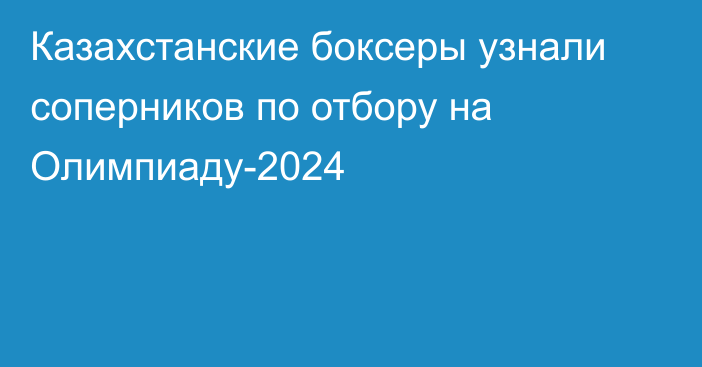 Казахстанские боксеры узнали соперников по отбору на Олимпиаду-2024