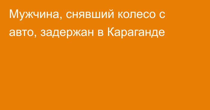 Мужчина, снявший колесо с авто, задержан в Караганде