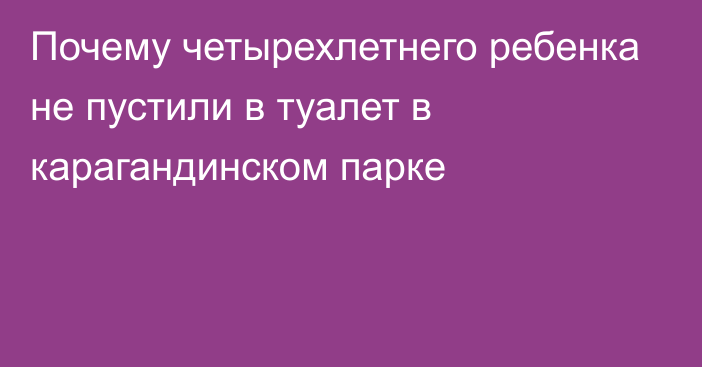 Почему четырехлетнего ребенка не пустили в туалет в карагандинском парке