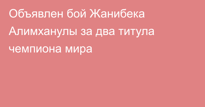 Объявлен бой Жанибека Алимханулы за два титула чемпиона мира